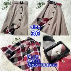 極美品BLUELABEL CRESTBRIDGE ベルト付リバーシブルスカートS