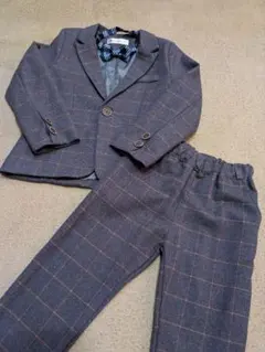 フォーマルスーツグレーチェック110cm男の子