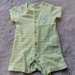 ストライプロンパース（黄色）　パジャマ　60