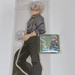 モクテル　鬼滅の刃　不死川実弥　ビッグ両面アクリルスタンド　グリッター缶バッジ