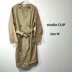 studio CLIP ノーカラー ダブルブレスト トレンチコート M