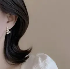 パール ゴールド リーフデザイン ピアス