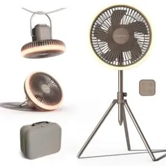 扇風機 コードレス 自動首振り リモコン 付 キャンプLEDライト付き