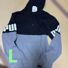 PUMA フード付きパーカー Lサイズ 黒/グレー