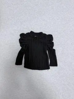 【ベビー/70㎝】ブラック パフスリーブ ニット 95cm以下