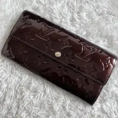 ルイヴィトン 長財布　ポルトフォイユ　モノグラム　エナメル　ボルドー