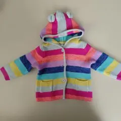 baby GAP ストライプ フード付きセーター 6-12ヶ月