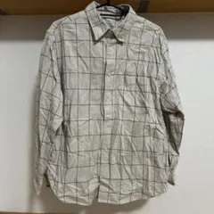 ユニクロ　チェック柄 ベージュ 長袖シャツ