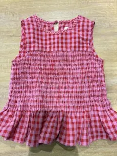 ZARA 赤チェック柄 フリルノースリーブ