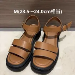 オデットエオディール　2ベルトサンダル　茶色　Mサイズ　24.0cm相当