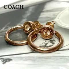 COACH コーチ キャッチ式 ピアス ピンクゴールド ストーン装飾 ゴールド色