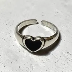 シルバー リング ring ブラックハート フリー 指輪 ヴィンテージ 韓国
