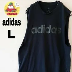 USA古着 adidas ノースリーブ L　ブラックのサムネイル