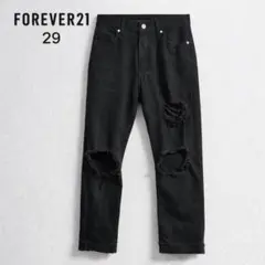 FOREVER21 デニムパンツ 29 ダメージ ブラック メンズ