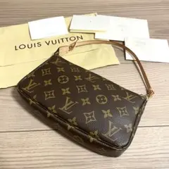 未使用/ルイヴィトン　ポシェットアクセソワール　モノグラム　ブラウン　ヌメ革