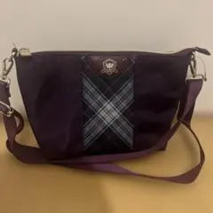 Kinloch Anderson 紫 チェック柄 ショルダーバッグ
