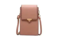 新品 スマホポーチ ピンク 蝶モチーフ お財布機能付 ショルダー