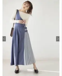 新品【GRL/グレイル】2WAYワンショルダープリーツ切り替えワンピースMロング