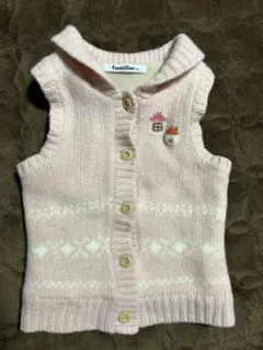 ファミリア　カウチンベスト　裏ボア 100センチ　ピンク