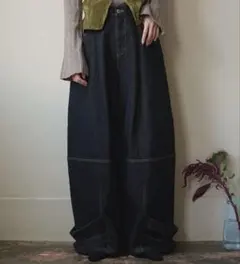 mideal タックカーブデニムパンツ　ブラック Sサイズ　タグ付き　未開封