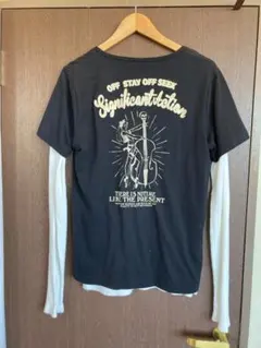 ライトオン　アメリカンテイスト刺繍・プリント　重ね着レイヤード長袖 T　Lサイズ