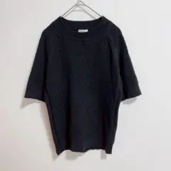 テチチ　半袖ニット　プルオーバー 綿混　黒