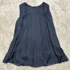 ナチュラルビューティーベーシック ネイビー ノースリーブ シャツM