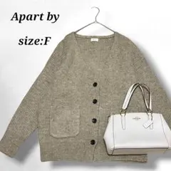 【Apart by】長袖リブ編みカーディガン/レディース/シンプル/可愛い/F