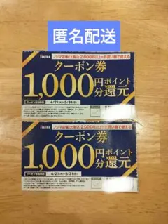 ノジマ 1,000円分ポイント還元クーポン券 【2枚】