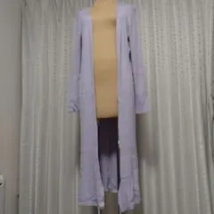GU 薄紫 リブ編み ロングカーディガン