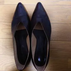 memes ダークブラウン ポインテッドトゥ パンプス 36