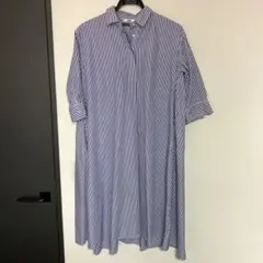 UNIQLO ストライプ 半袖 シャツワンピース S