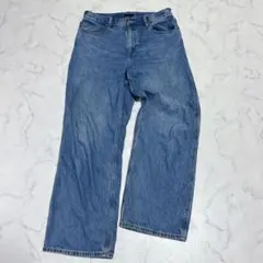 ユニクロ　デニム　ジーンズ　ワイドレッグパンツ　ブルー　【28インチ】 美品