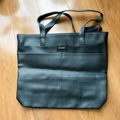 【美品】BEAMS ビームス レザー調 トートバッグ 黒 A4 大容量 通勤通学