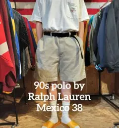 90s 38 ポロチノ ショーツ カーキ ラルフローレン 古着