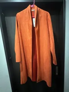 ZARA BASIC レッド ノーカラー ロングコート - メルカリ