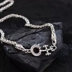 クロス ブレスレット シルバー 925メッキ キューバチェーン マンテル