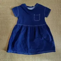 【無印良品】らくらく動けるデニム風半袖ワンピース （100-110cm）