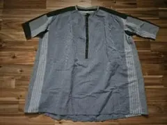 GASA ガサ パッチワークビッグシャツ チュニック 麻綿 ストライプ