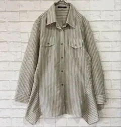 bellus closet ストライプチュニックシャツ（M）長袖 変形裾 薄手のサムネイル