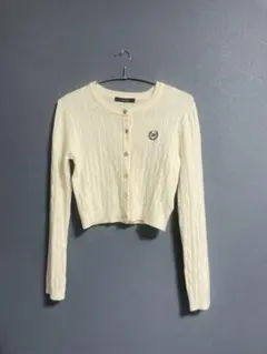 wcloset アイボリー ケーブルニット カーディガン