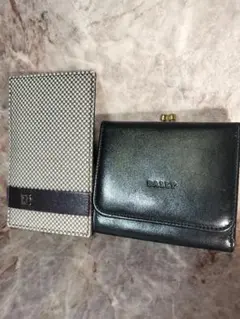 2点セット Bally バリー 二つ折り財布 カードケース 黒 レザー がま口