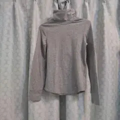 ギャップ♪長袖 ハイネック タートル カットソー 杢グレー/160【used】