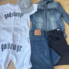 god savageセットアップ/ジージャン/ZARA黒スキニー/LEVI’Sのサムネイル