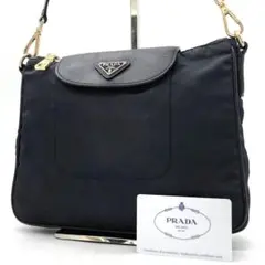 ✨近年モデル✨プラダ ショルダーバッグ 三角ロゴ フラップ ナイロン レザー