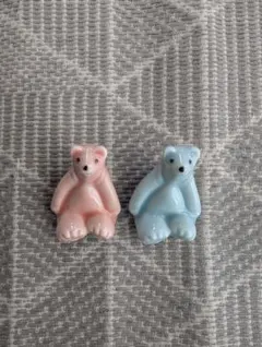 ピンク＆ブルーのクマのミニの置物