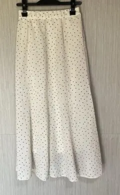 プレシュールシエル ホワイトドット柄 フレアロン グスカート M 夏