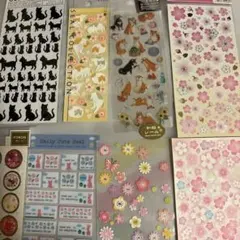 平成レトロ　柴犬シール　キラキラシール　ぷっくりシール　クーリア　桜　大量