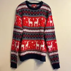 YOU LOOK UGLY TODAY トナカイ柄クリスマスセーターXL海外古着