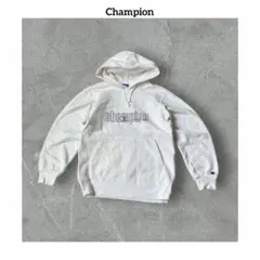 ★ 90s 青刺繍タグ　USA製　Champion 刺繍　ダブルロゴ　パーカー